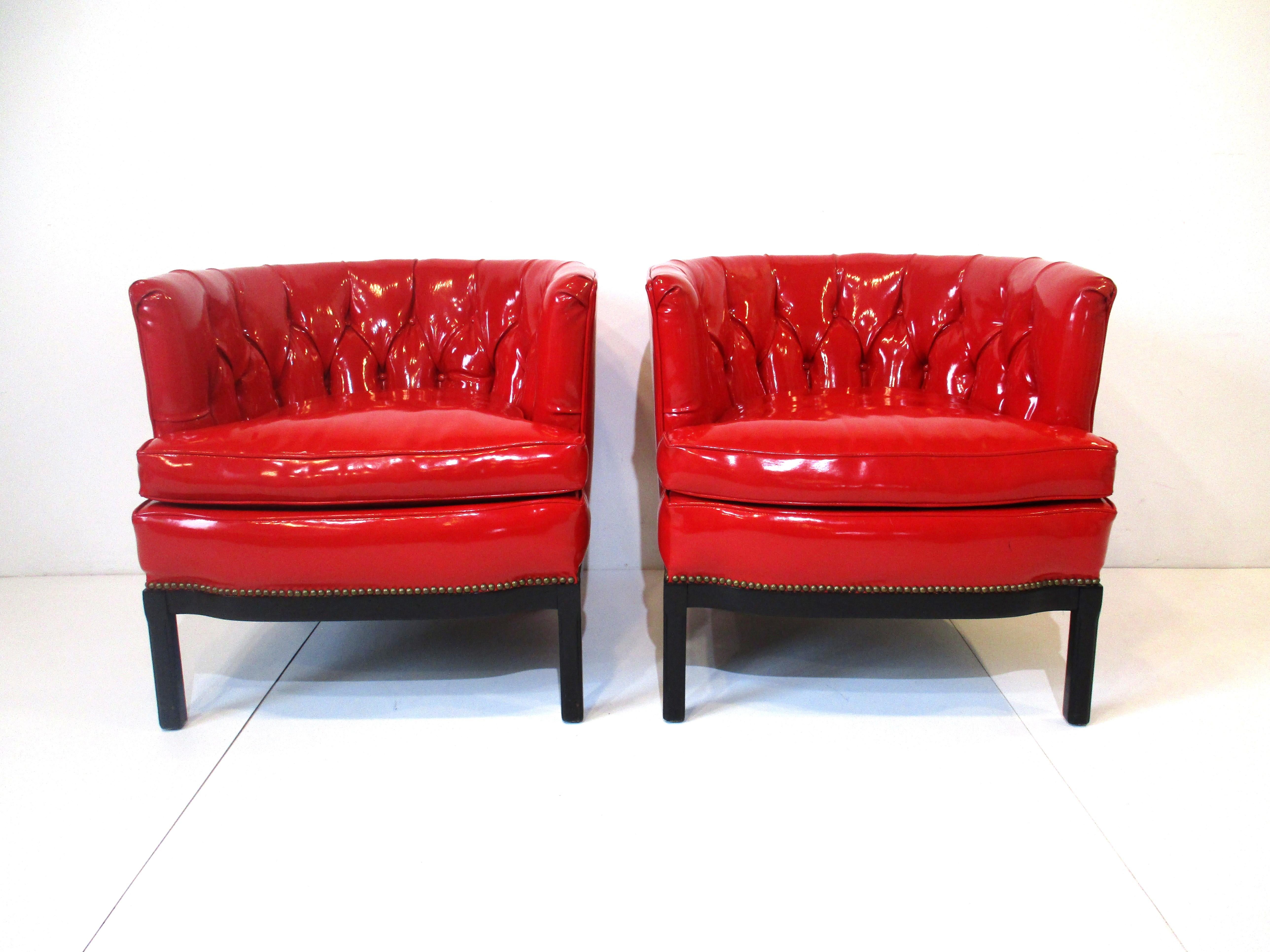 Liquid Red Club Chairs by Erwin Lambeth In Good Condition For Sale In Cincinnati, OH