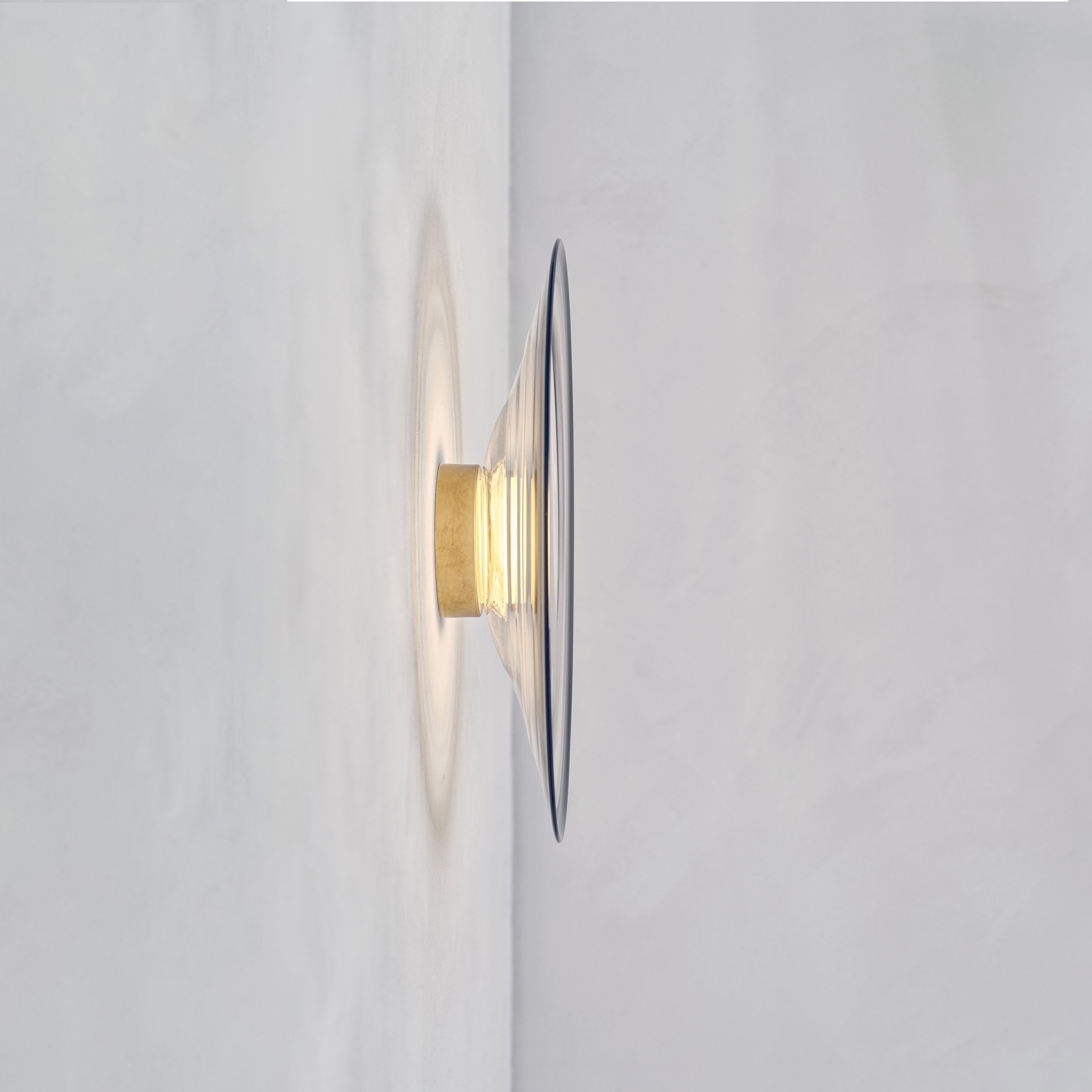 Hand-Crafted 'Liquid Smoke' Hand-Blown Glass & Aged Brass Contemporary Wall Light, Sconce
