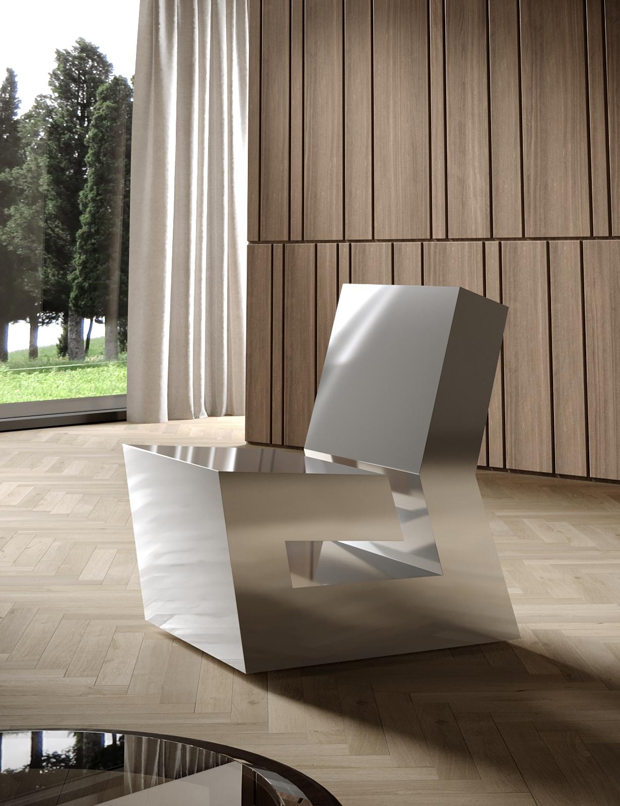 Post-Modern Liquid Steel Labirint Sofa by Andrea Giomi For Sale