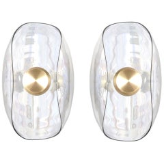 Liquid Swirl' mundgeblasenes Glas & Messing Contemporary Sconces, Wandleuchte Paar