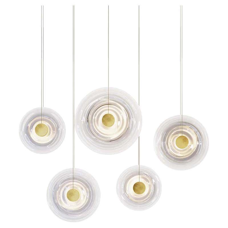 'Liquid Vortex Quin Alabaster' White Gradient Glass and Aged Brass ...