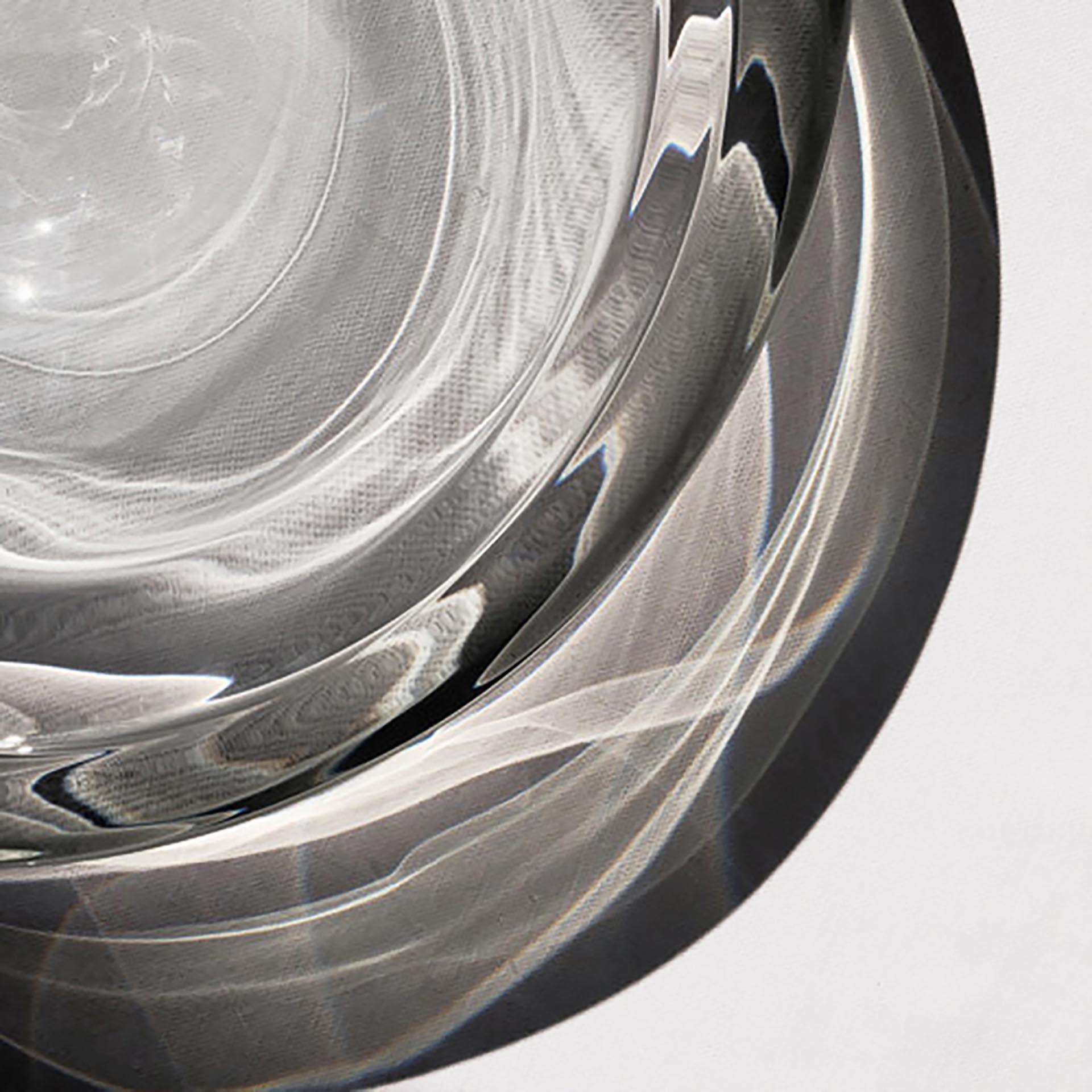 Contemporary 'Liquid Vortex Smoke' Handblown Smoke Gradient Glass & Aged Brass Ceiling Light For Sale