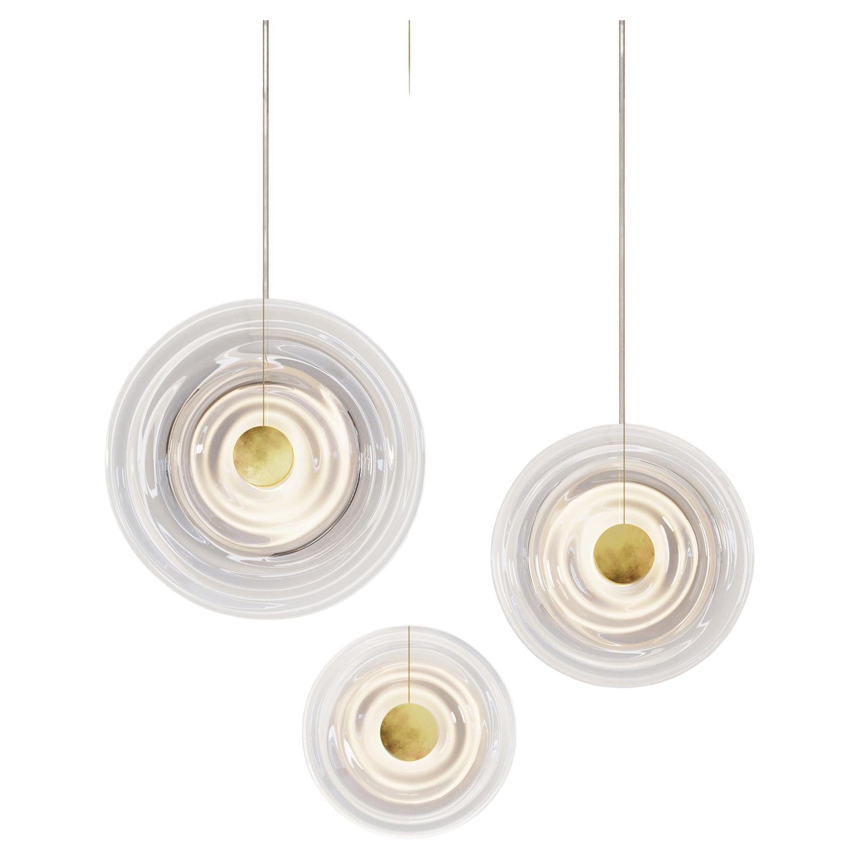 'Liquid Vortex Quin Alabaster' White Gradient Glass and Aged Brass ...