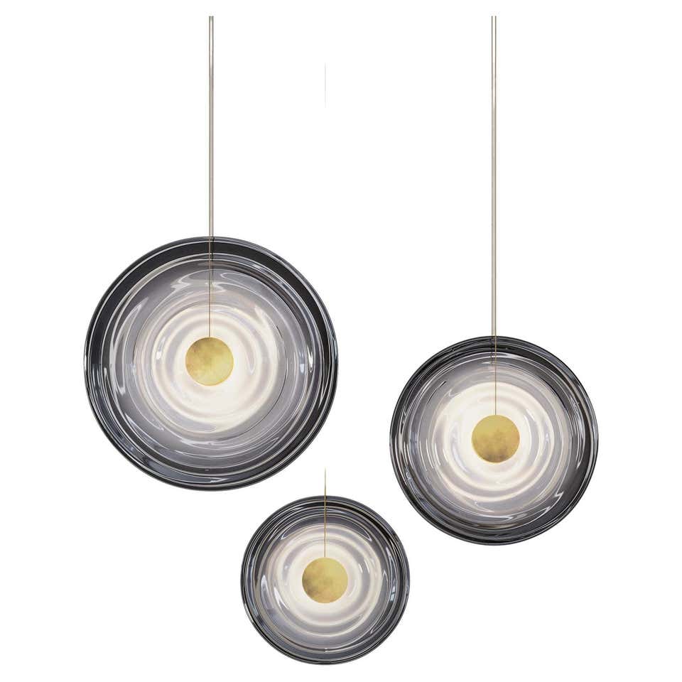 'Liquid Vortex Trio' Jade Gradient Glass and Aged Brass Ceiling Light ...