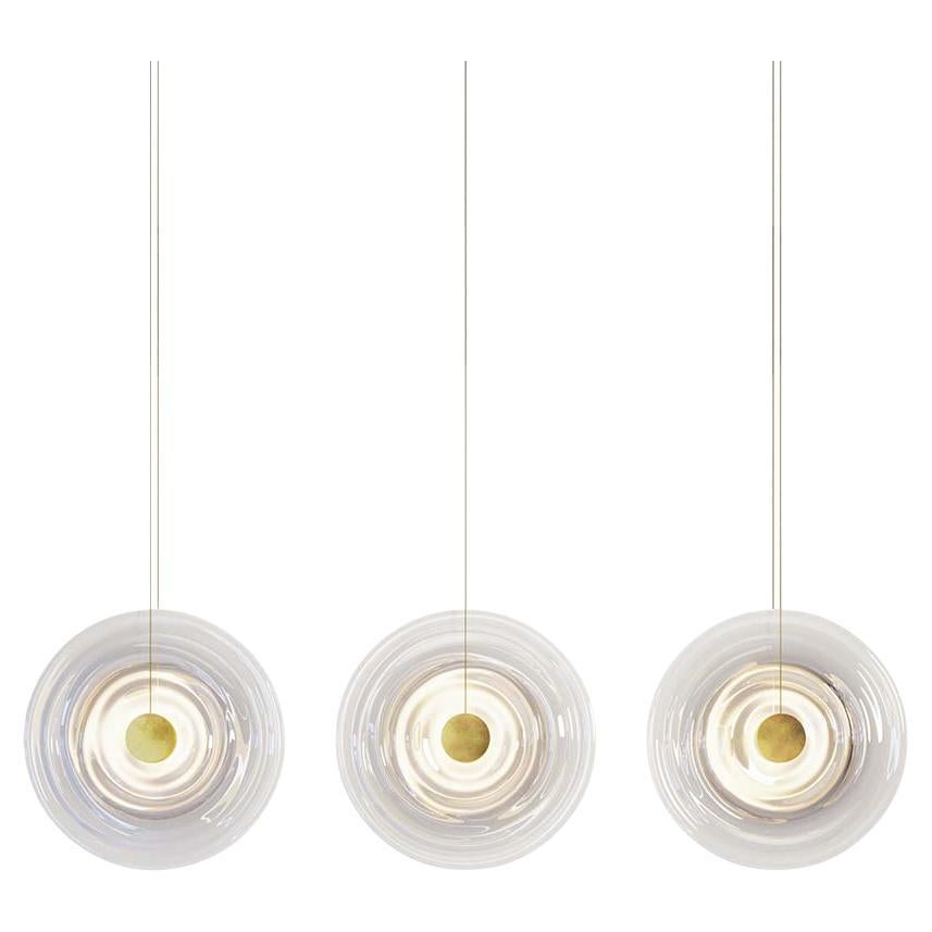 'Liquid Vortex Trio XL' White Gradient Glass & Aged Brass Ceiling Light, Cluster For Sale
