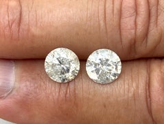 LIQUIDATION, 4.47 Carats Round Shape Natural Diamonds Pair No treatments