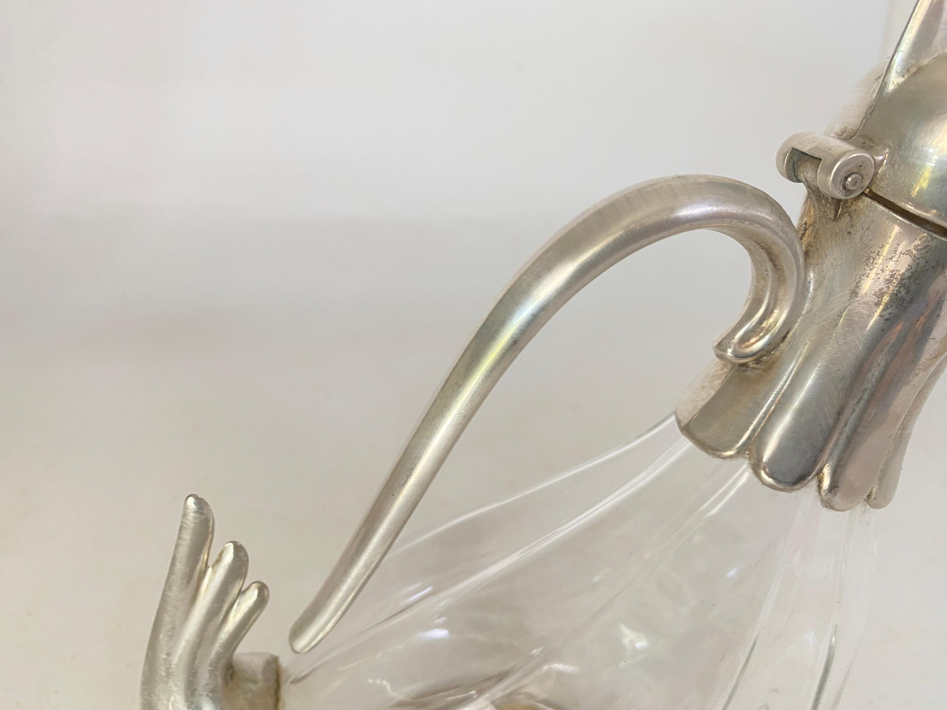 Boîte à liqueur en verre et métal France 20ème siècle couleur argent en vente 4