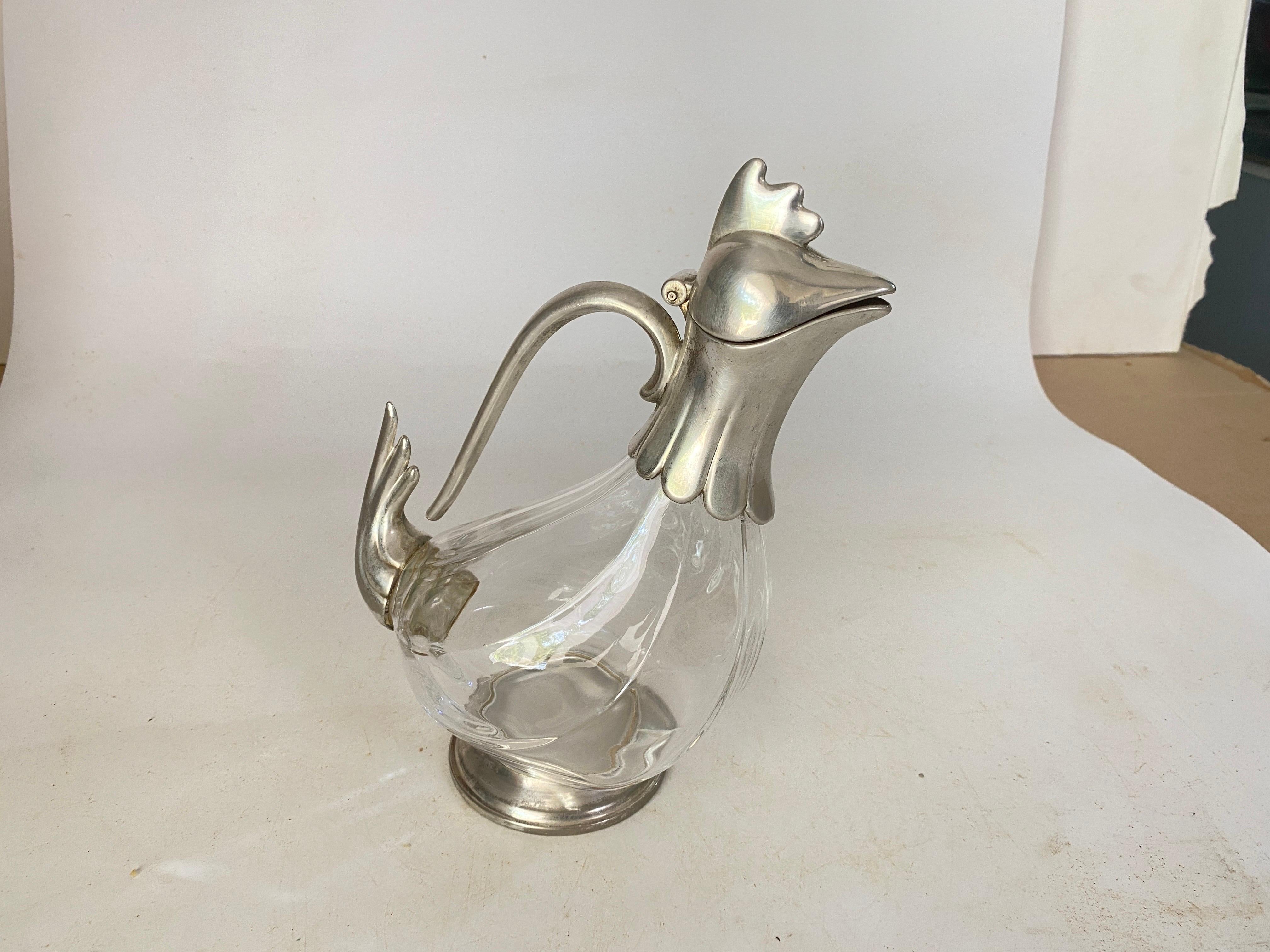 Liquor bottle in Glass and Metal France 20th century Silver color In Good Condition For Sale In Auribeau sur Siagne, FR