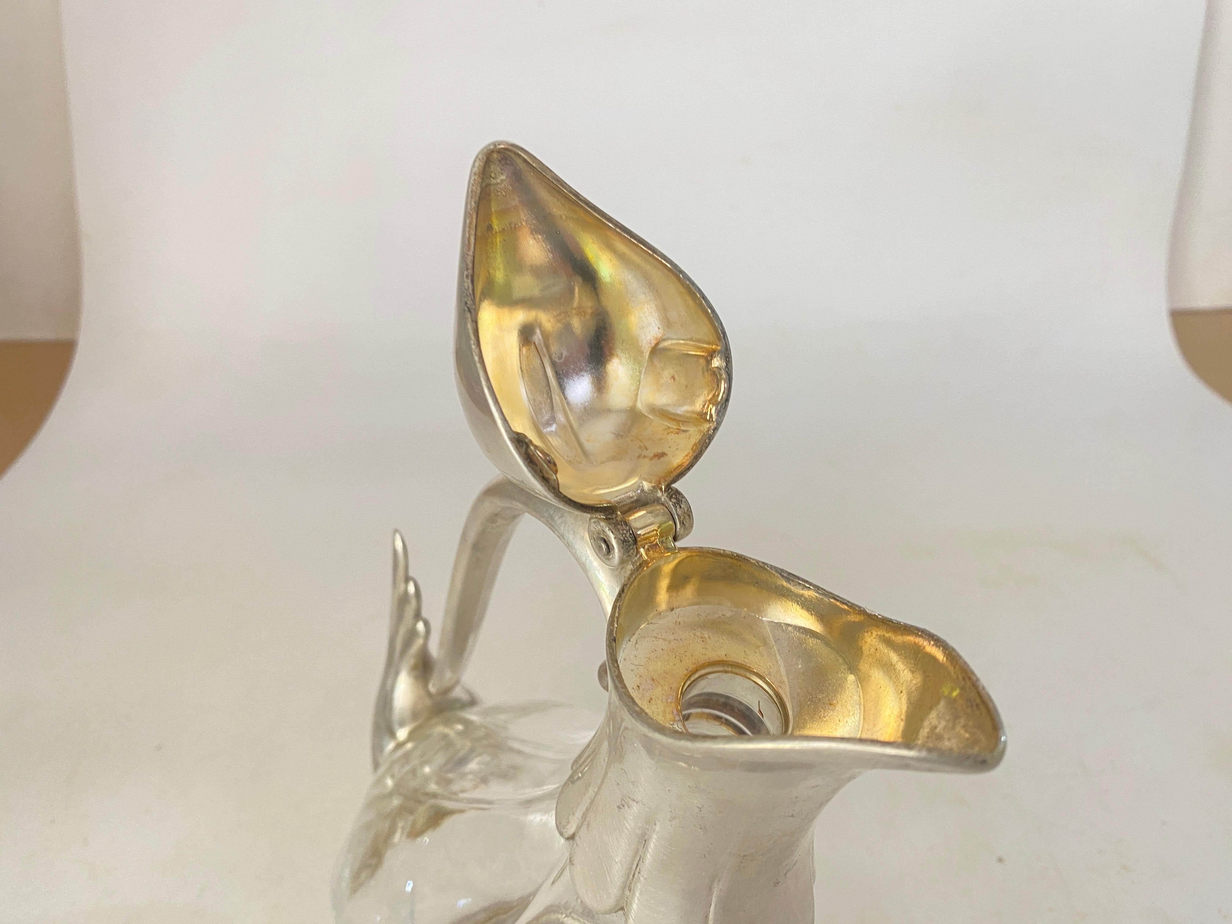 Boîte à liqueur en verre et métal France 20ème siècle couleur argent en vente 1