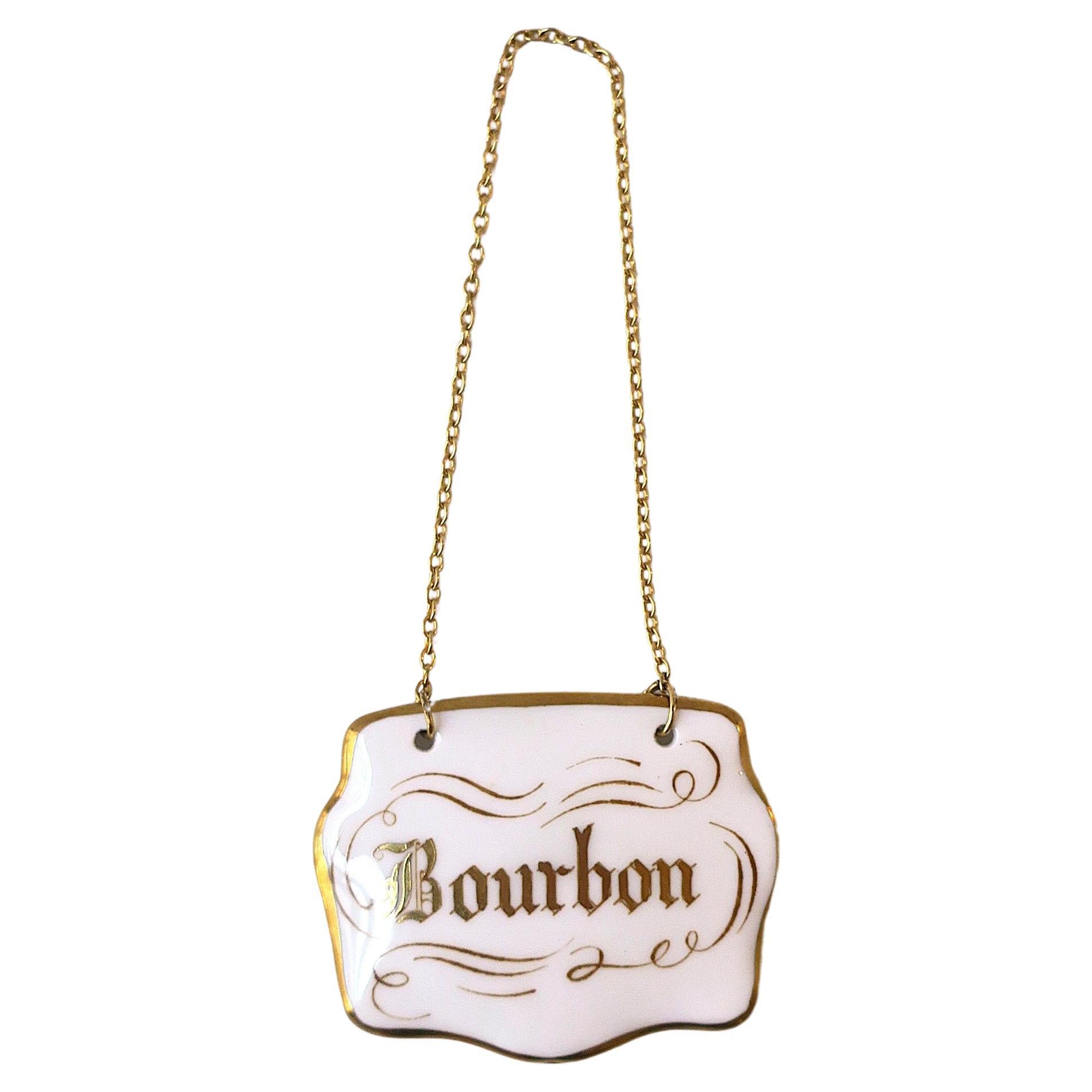Liquor Bourbon Porcelain Bottle Tag from England, Circa Mid-20th Century For Sale
