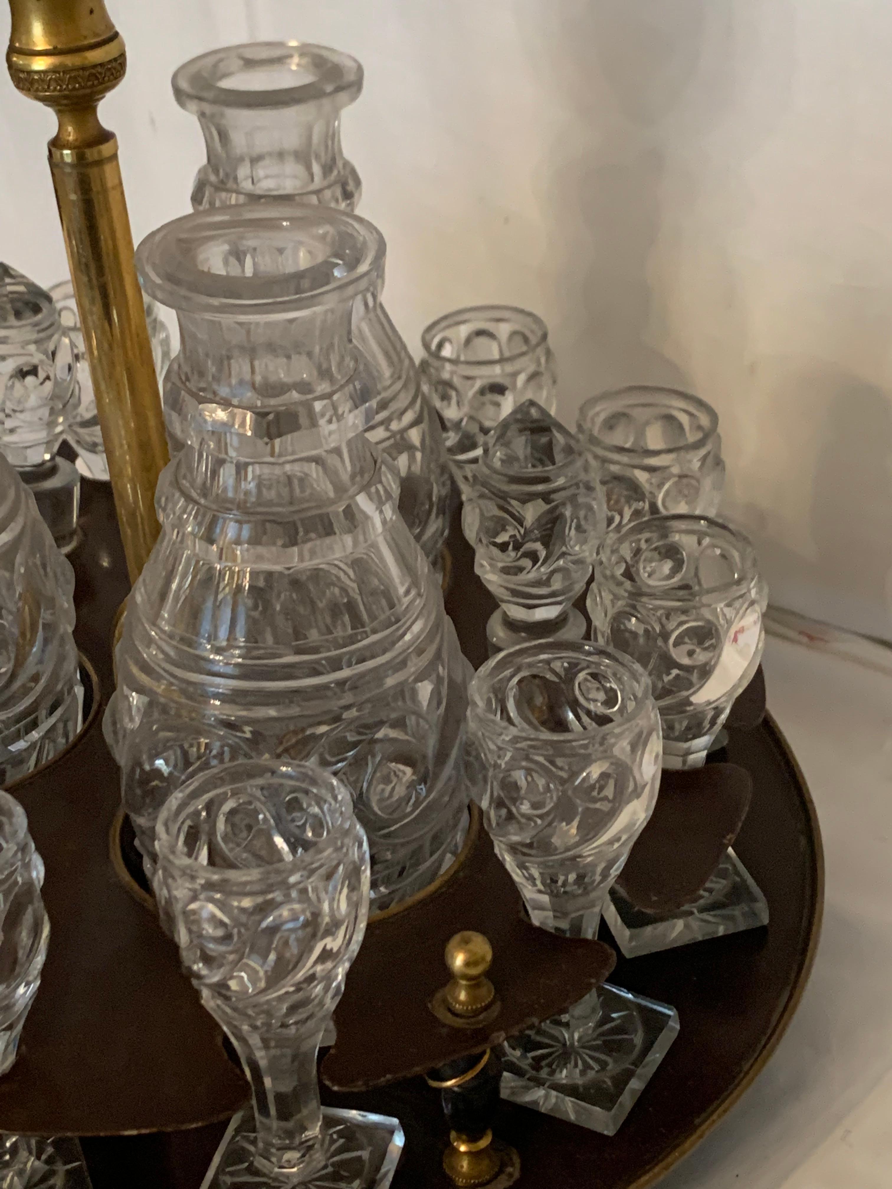 Louis XVI Liquor Cabinet, Baccarat Crystal, Bronze For Sale