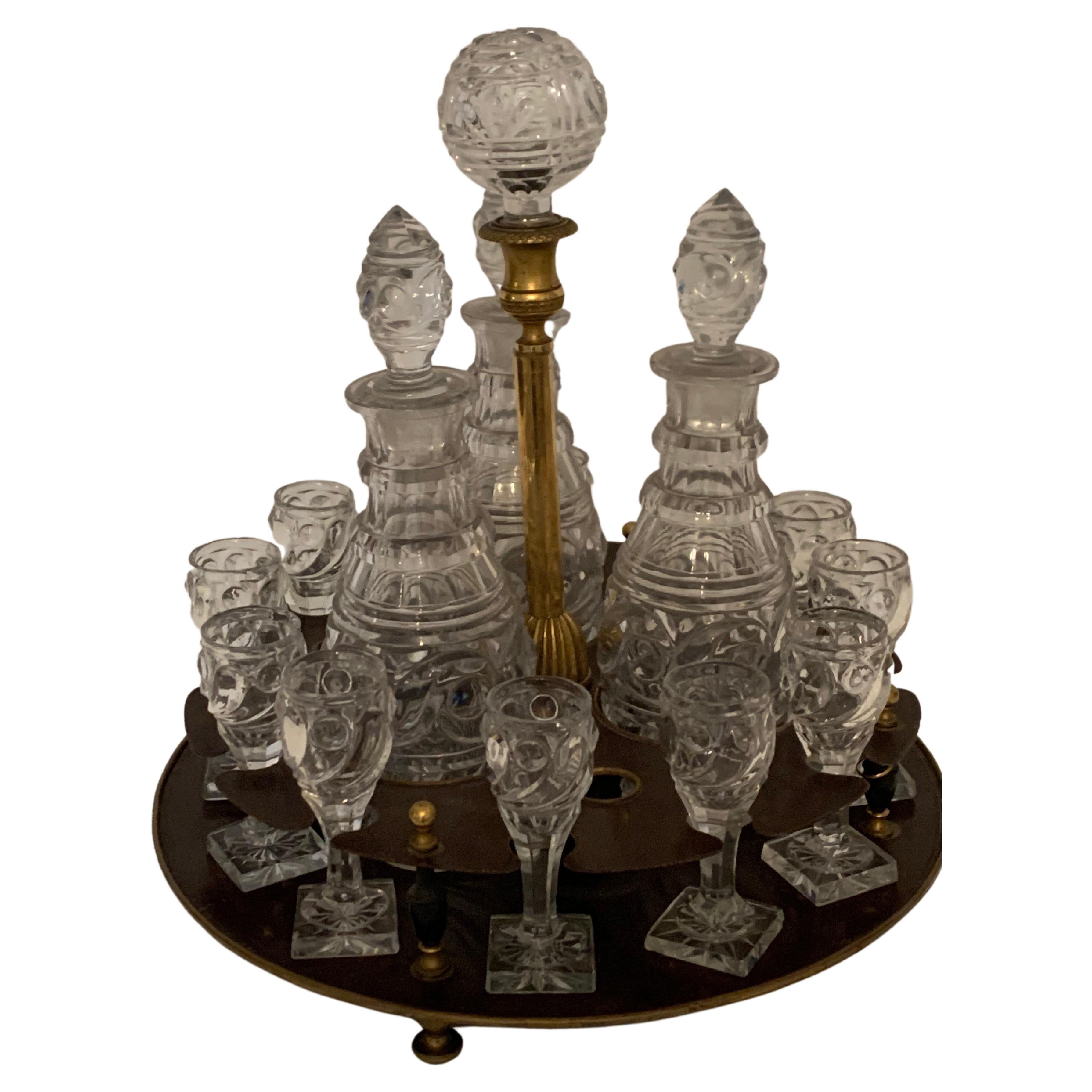 Liquor Cabinet, Baccarat Crystal, Bronze For Sale