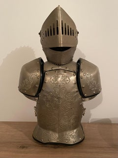 Liquor Cabinet Box, French, Knight Armor, Hidden Dry Bar 50s 60s 70s Compete Set