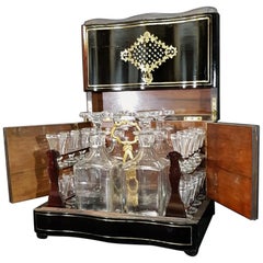 Antique Liquor Cabinet Cave a Liqueur Boulle Marquetry, Napoleon III, France, 1865