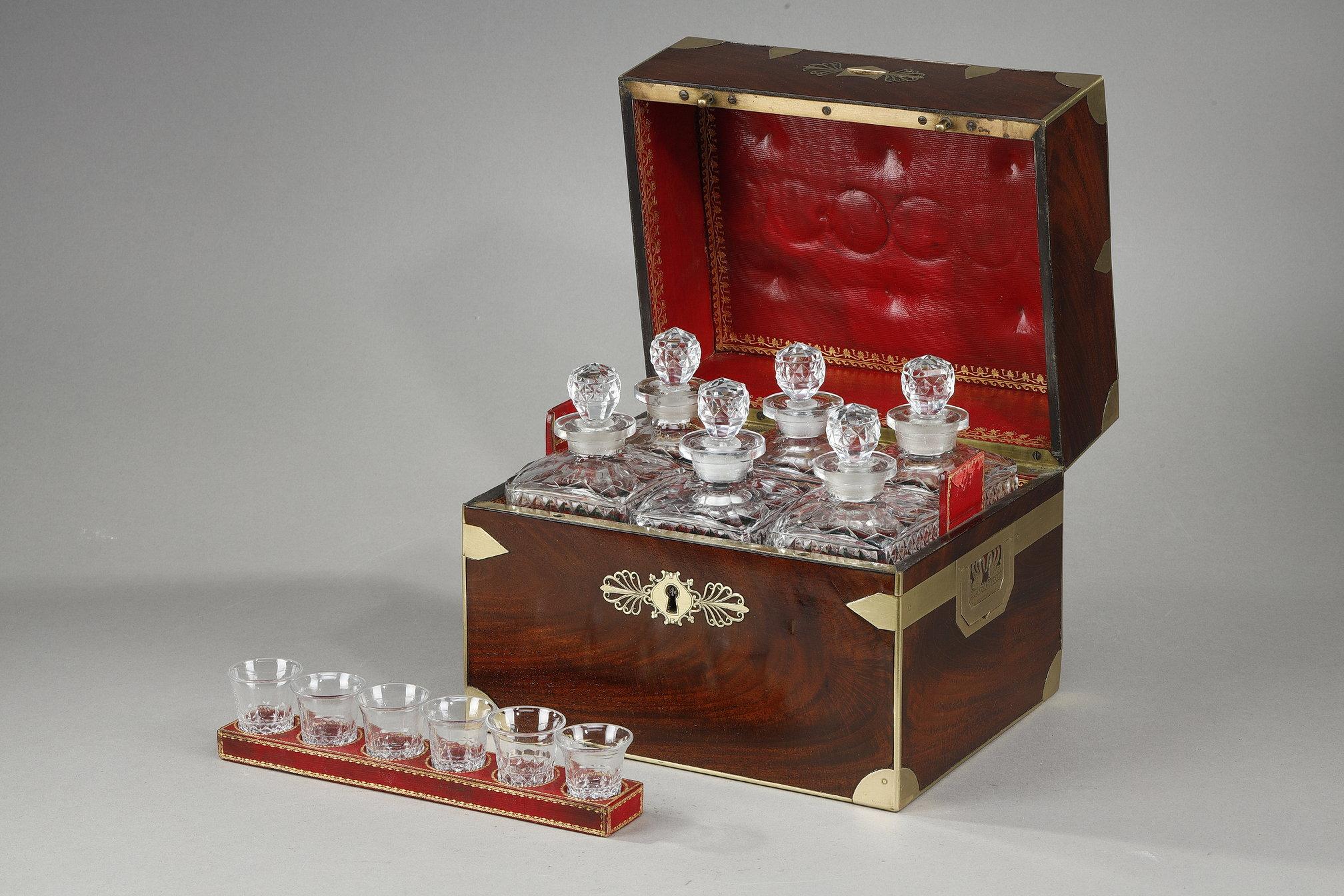 Liquor cellar with cut crystal bottles and glasses For Sale 5