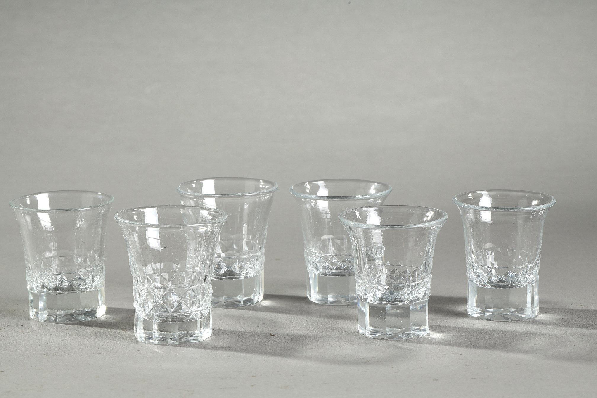 Liquor cellar with cut crystal bottles and glasses For Sale 12