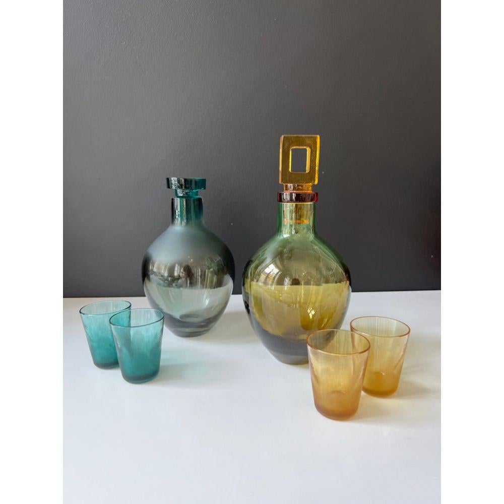 Carafe à liqueur en verre transparent et jaune citron avec bouchon en verre dépoli Neuf - En vente à Istanbul, TR