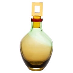 Liquor Decanter in Moss Green Olive Glass