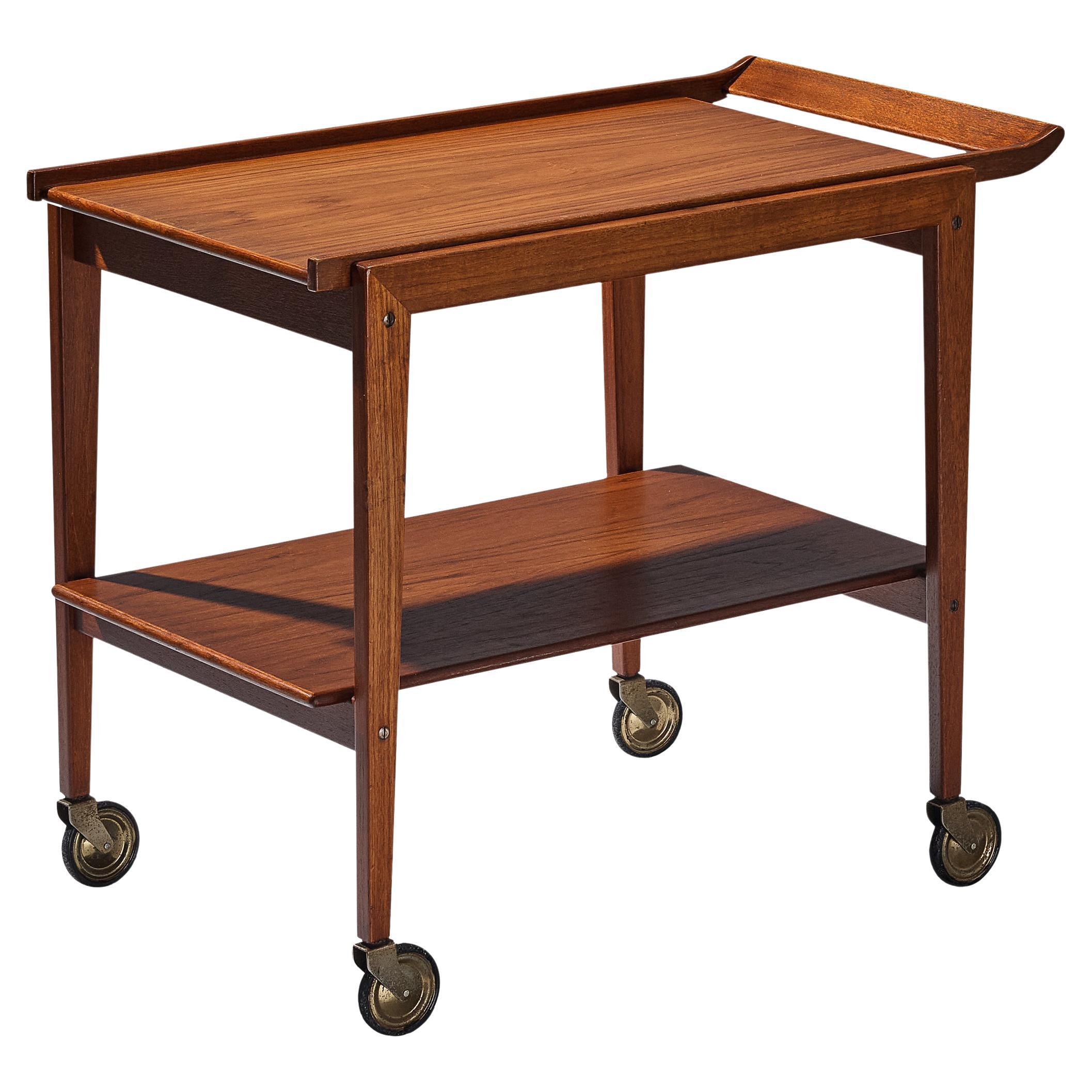 Liquor or Serving Trolley in Teak For Sale