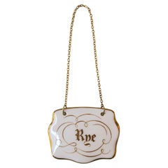 Liquor Rye Porcelain Bottle Tag from England, Circa Mid-20th Century