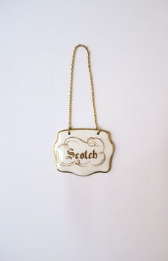 Liquor Scotch Porcelain Bottle Tag from England, Circa Mid-20th Century