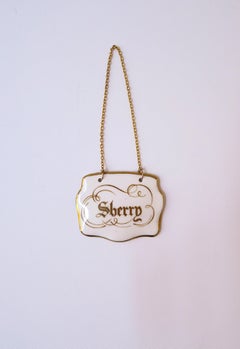 Liquor Sherry Porcelain Bottle Tag from England, Circa Mid-20th Century