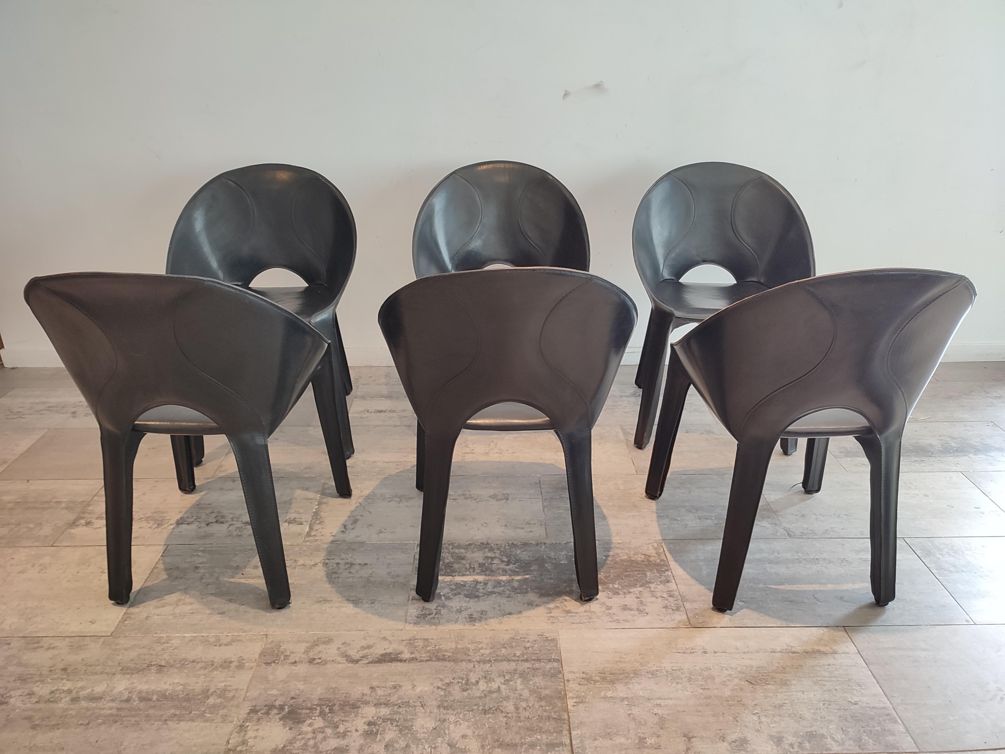 Italian Lira Liuto Dining Chairs by Mario Bellini for Cassina, Set of 6