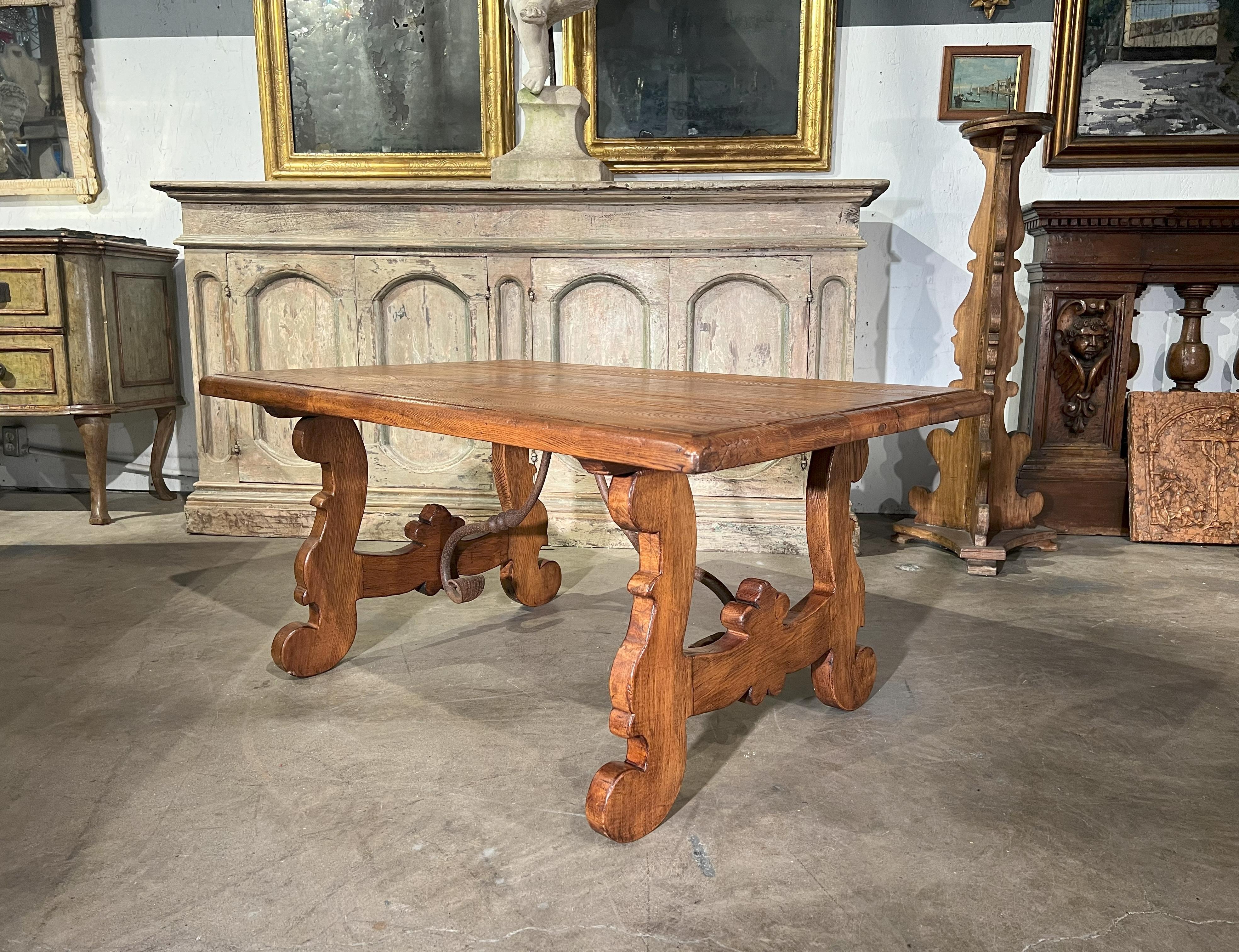 Baroque LIRA Old Chestnut Coffee Table - 17th Century Italian Refectory Style in stock For Sale