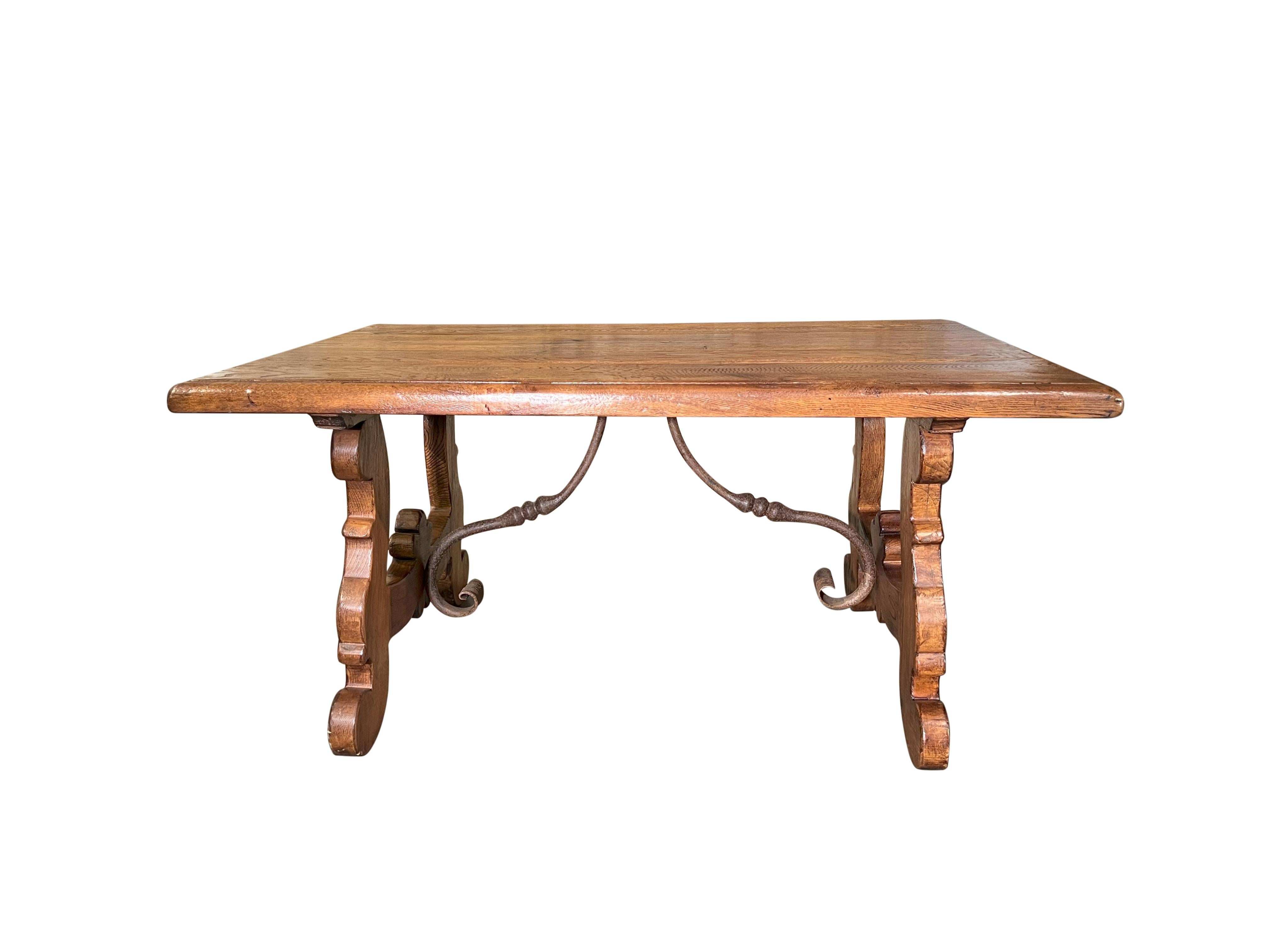 Hand-Crafted LIRA Old Chestnut Coffee Table - 17th Century Italian Refectory Style in stock For Sale