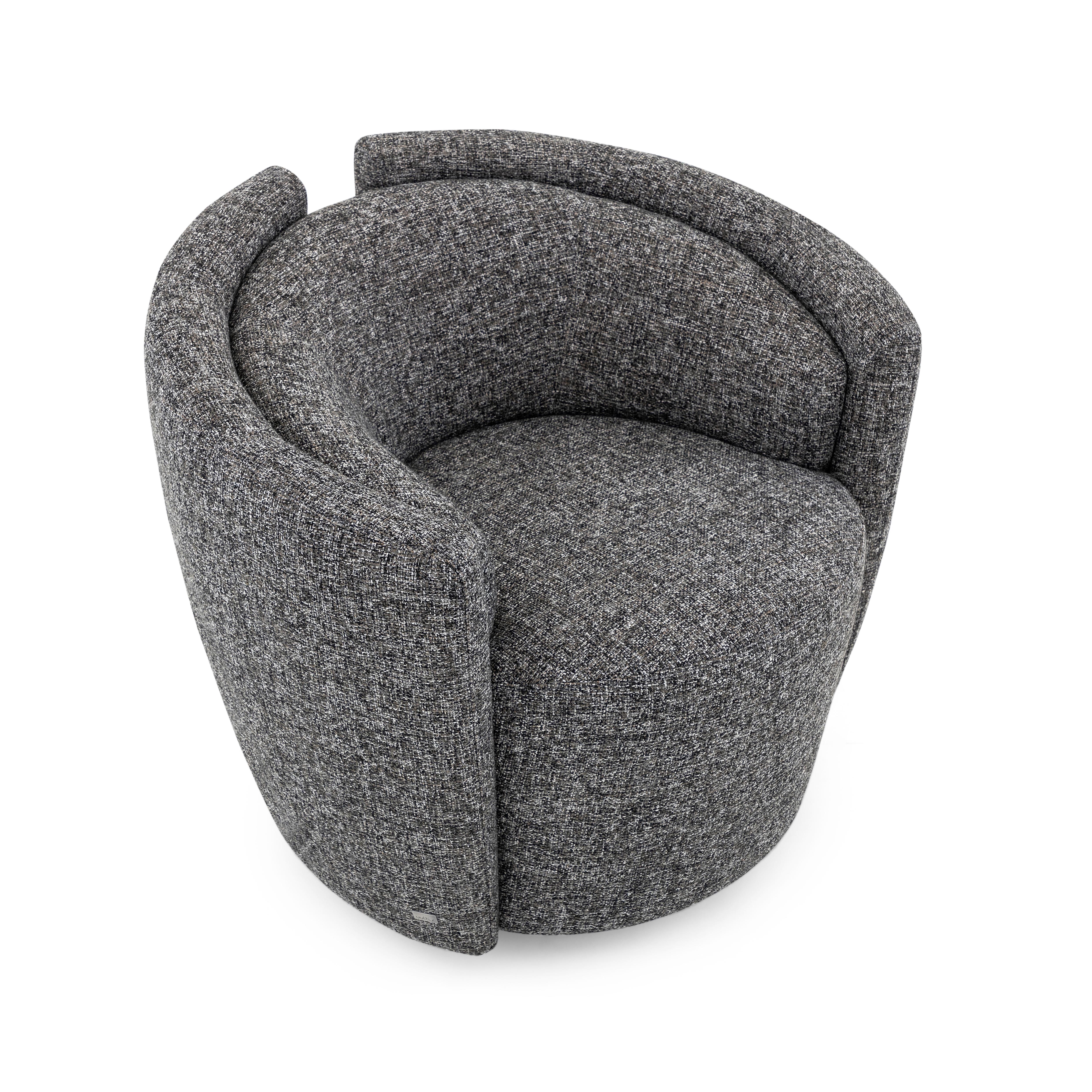 Brazilian Lirio Accent Chair in Grey Fabric Upholstered For Sale