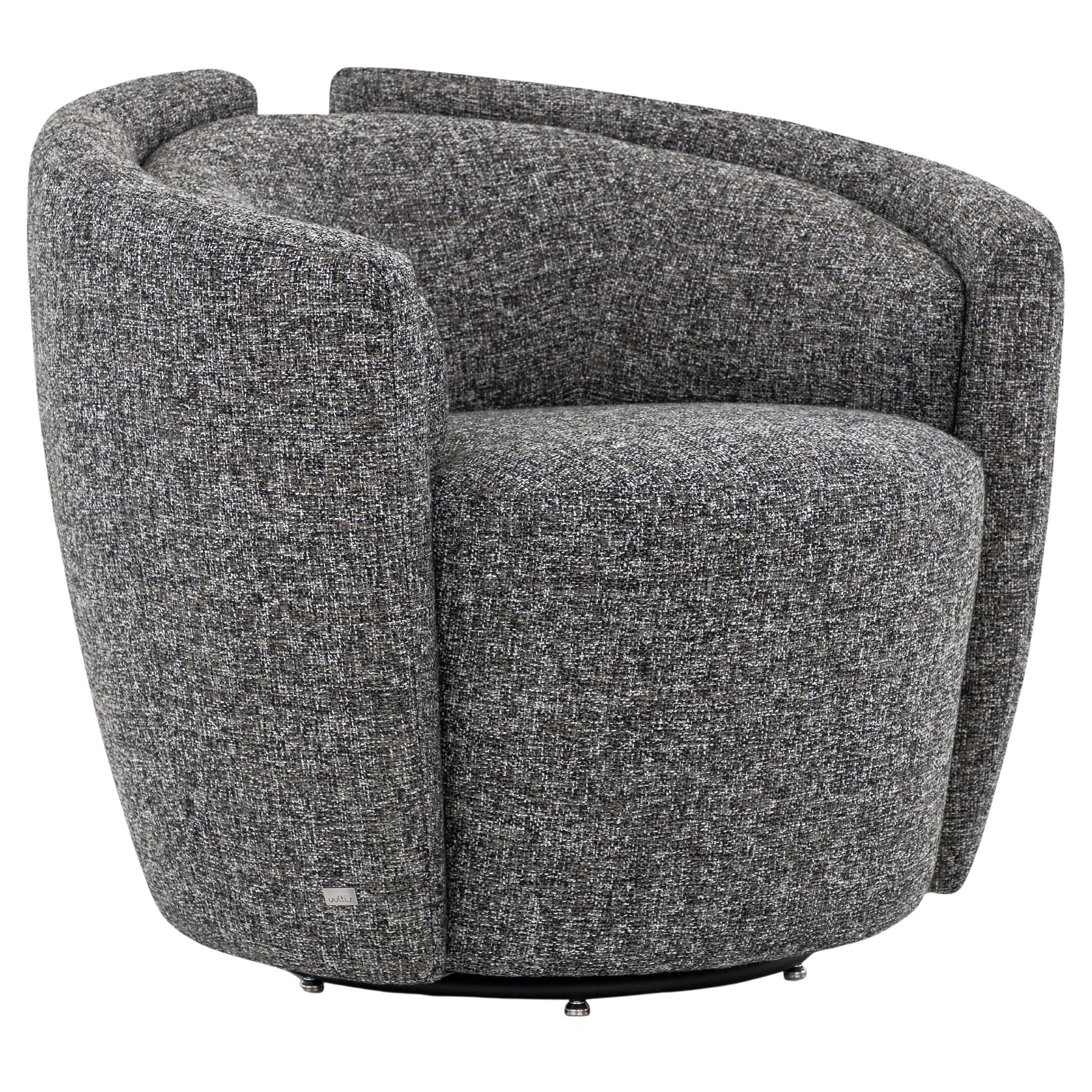 Lirio Accent Chair in Grey Fabric Upholstered For Sale