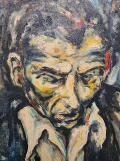 Retrato expresionista de mediados de siglo, óleo sobre lienzo, círculo Ludwig Meidner