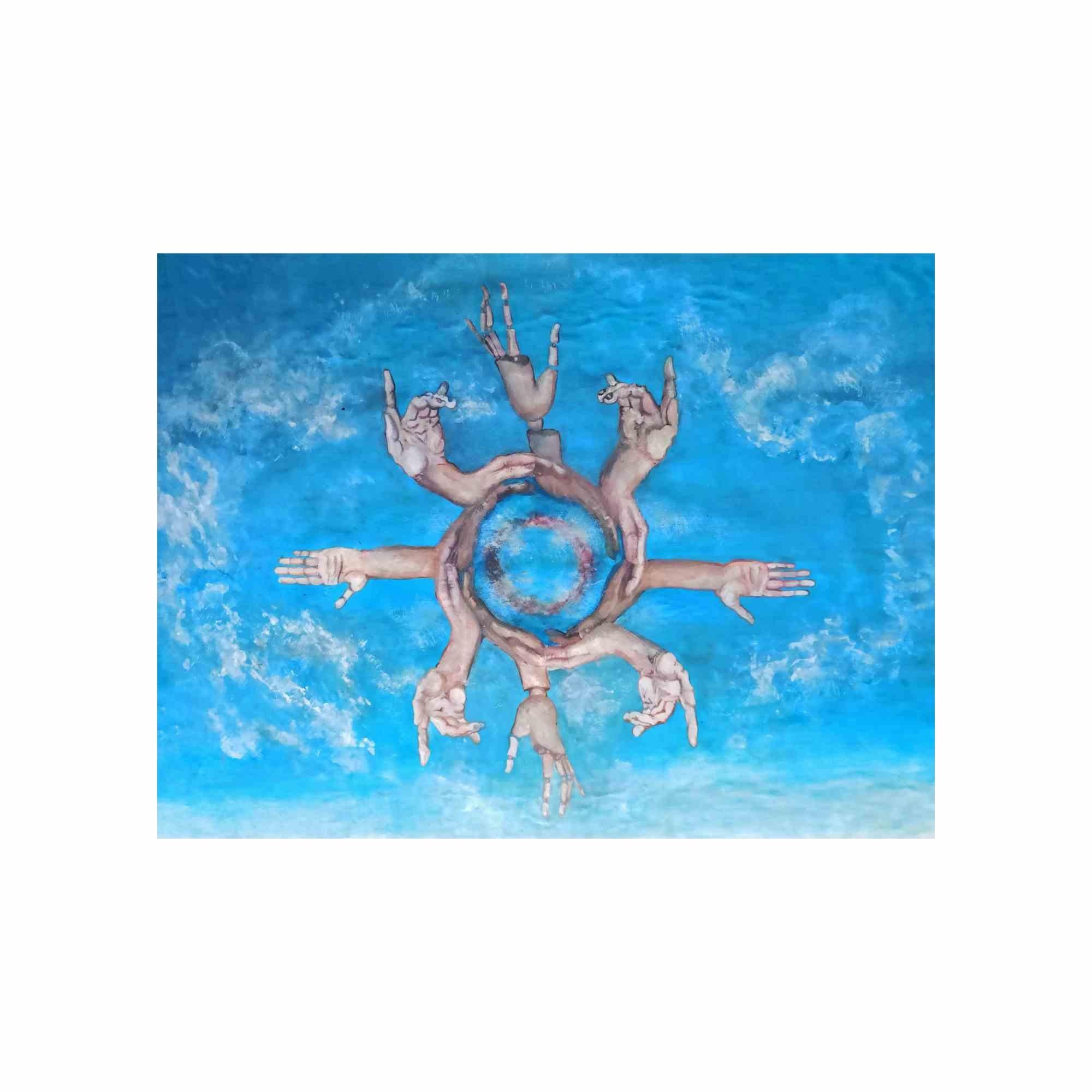Acrylic painting.

Excellent condition.

With this work the artist invites us to reflect, as often in his works, on the ordinary; men who are not very cohesive and increasingly individualistic lose the harmony of common thought that pushes towards