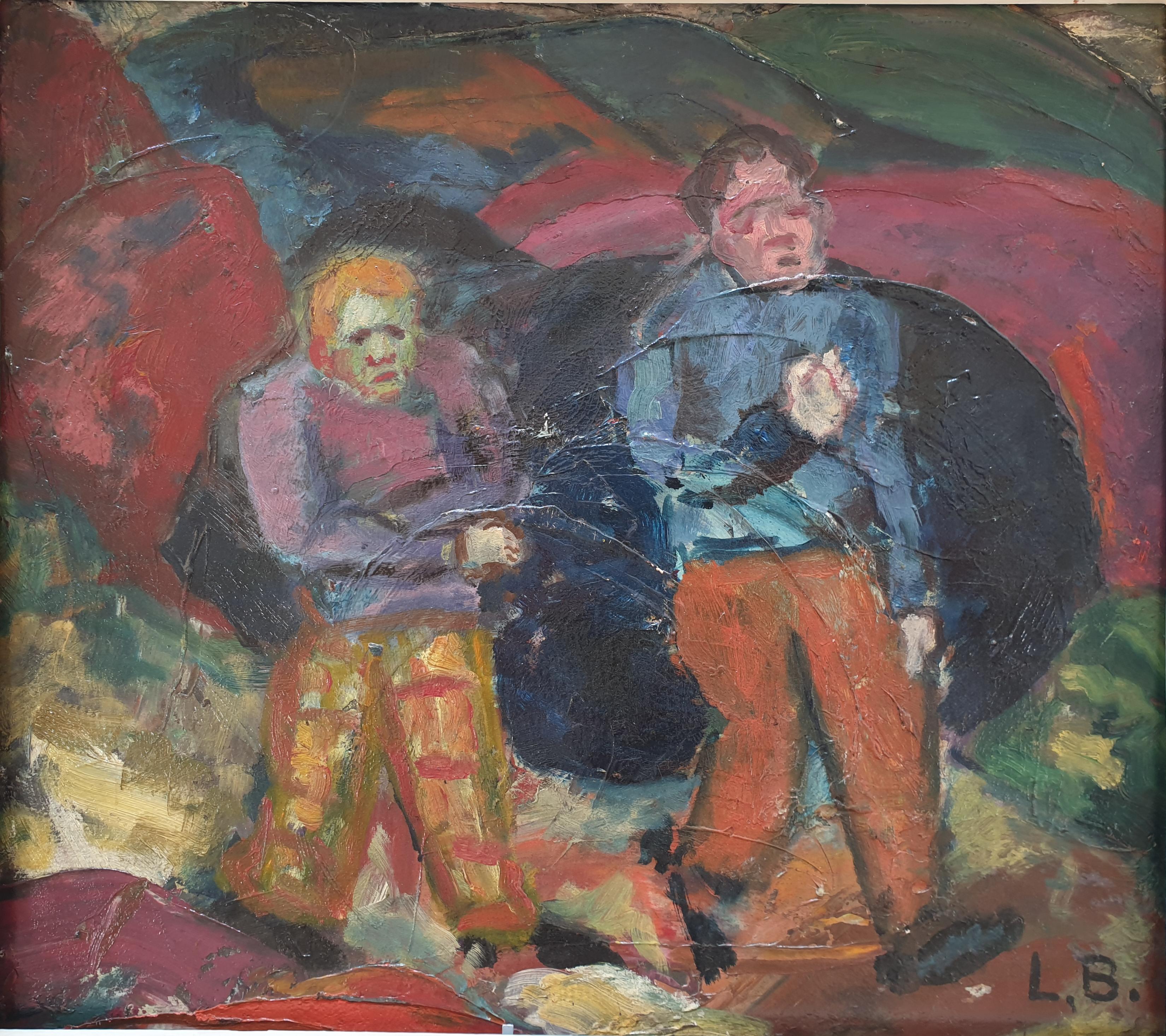 Öl auf Leinwand, Öl  „Arbeiter in Barmen“ von Lis Bertram-Ehmsen, 1920er Jahre – Painting von Lis bertram-Ehmsen