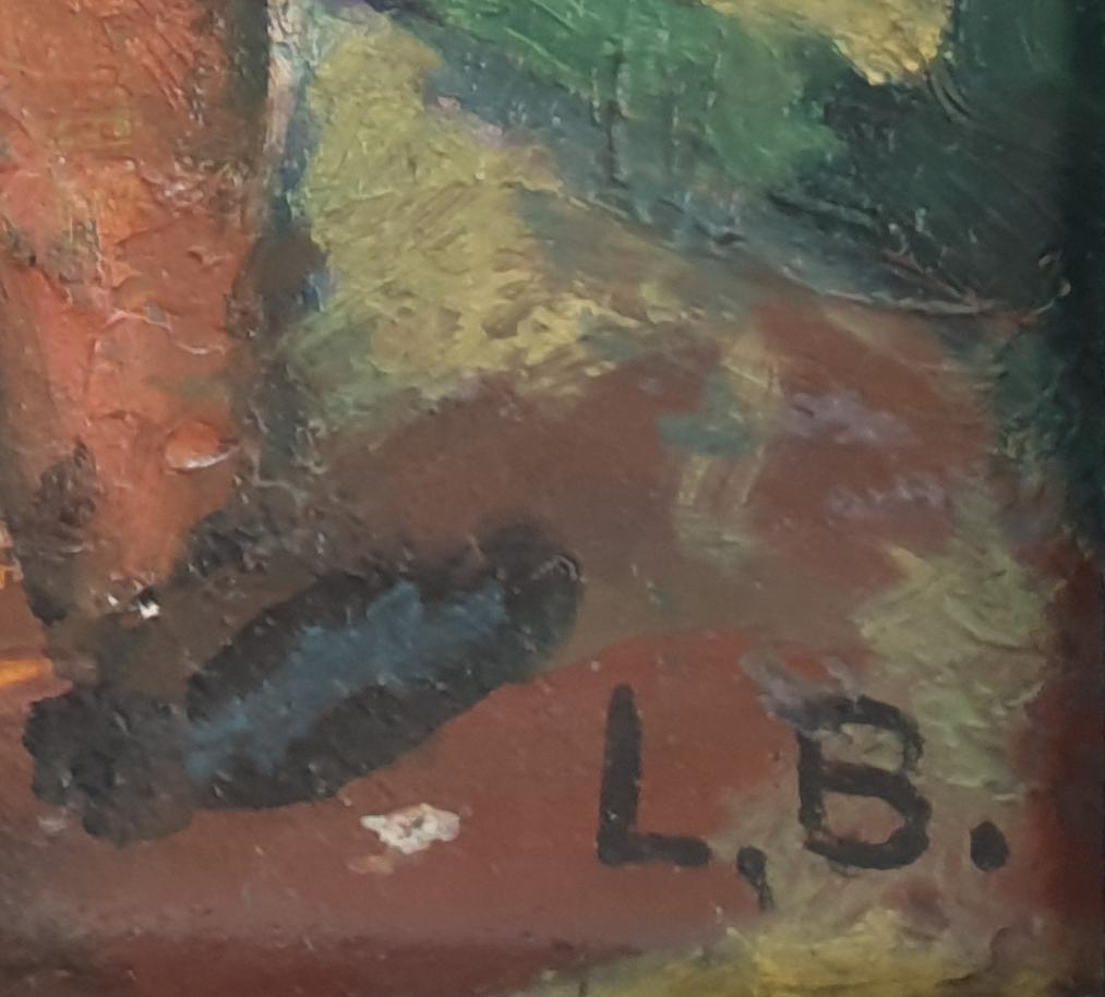 Öl auf Leinwand, Öl  „Arbeiter in Barmen“ von Lis Bertram-Ehmsen, 1920er Jahre (Beige), Figurative Painting, von Lis bertram-Ehmsen