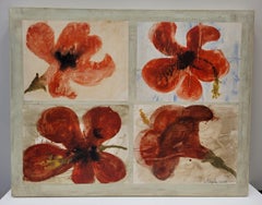 Collage / Acuarela sobre lienzo «Amapolas», Lis Petersen, 2008 – Portugal