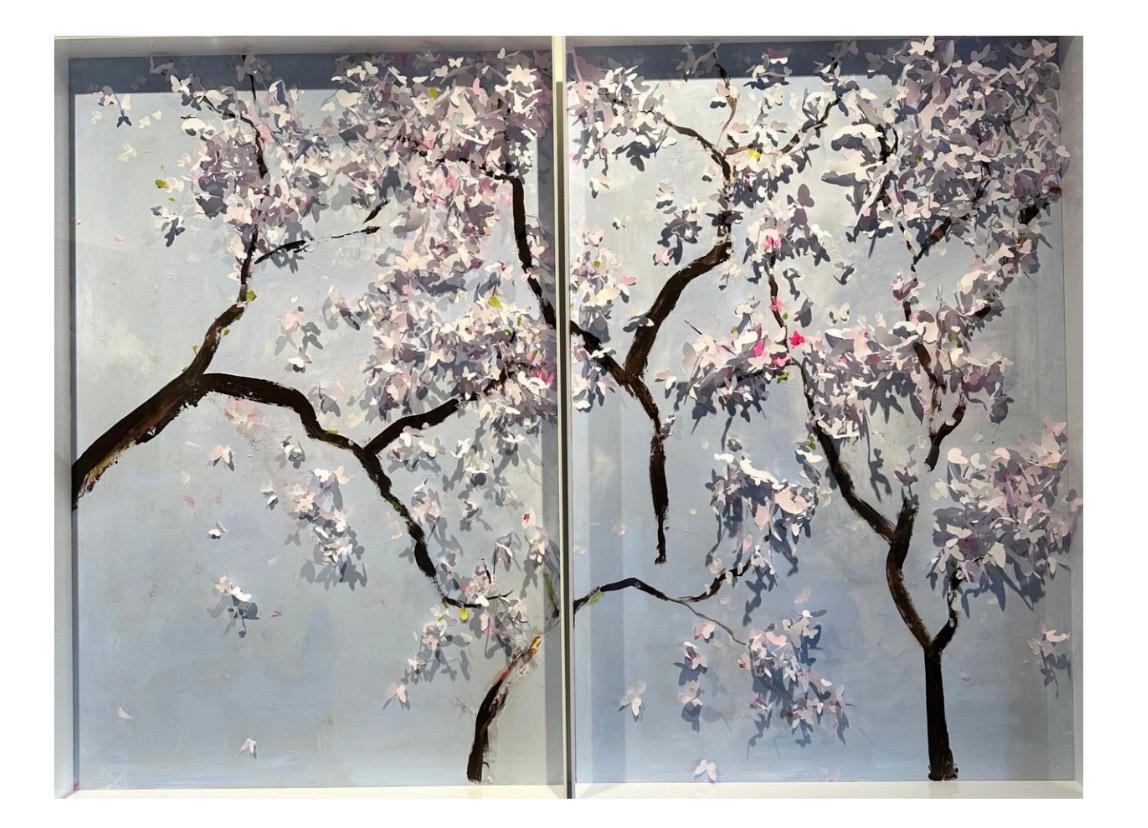 Sakura Diptyque - Mixed Media Art by Lis Sam