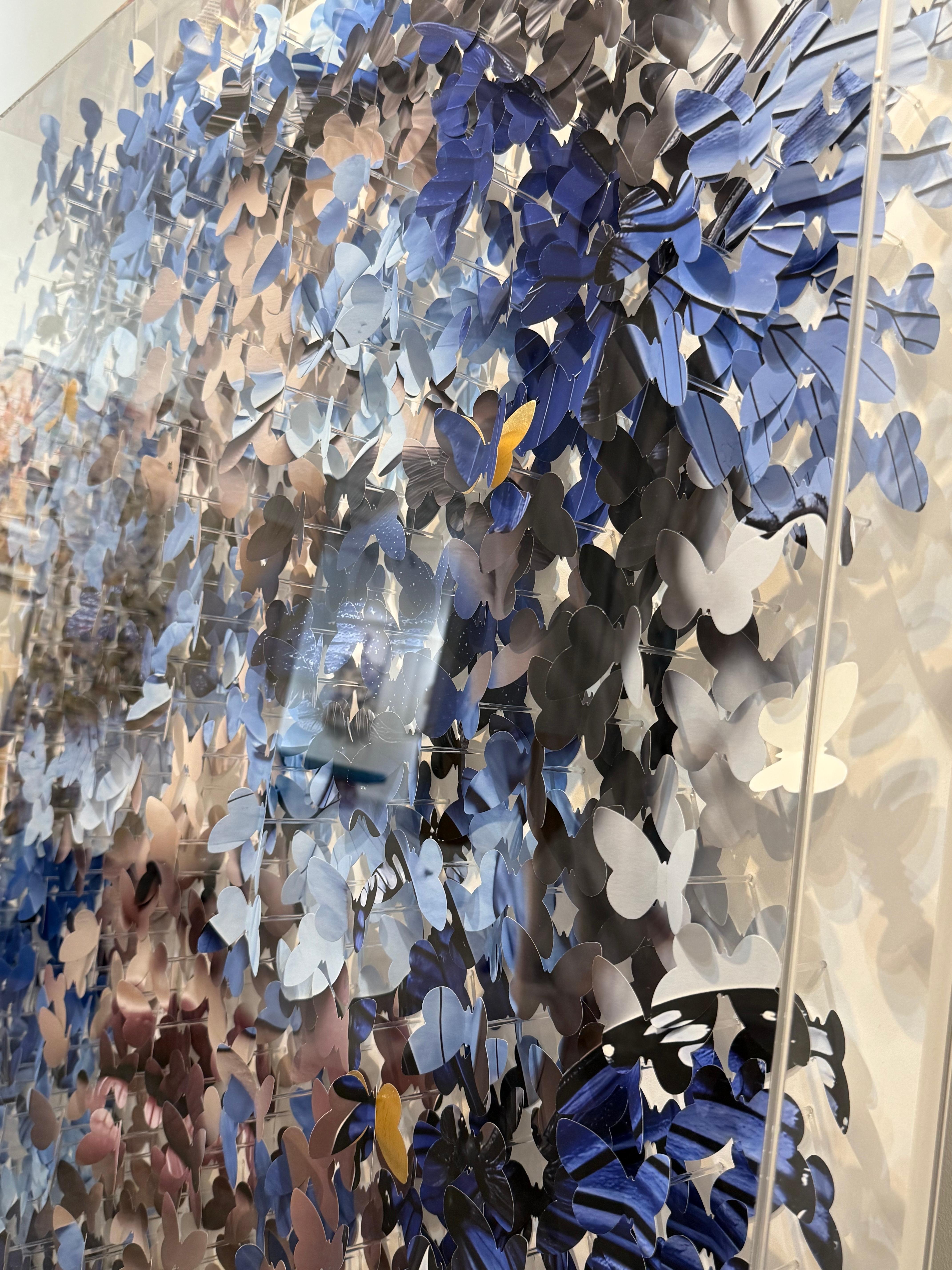 SOUS LES PÉTALES BLEUS 2 - Photorealist Mixed Media Art by Lis Sam