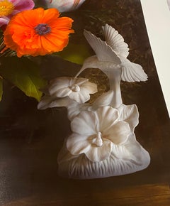 Stillleben mit Hummingbirds, botanische Stilllebenfotografie mit Vogel, Kristall