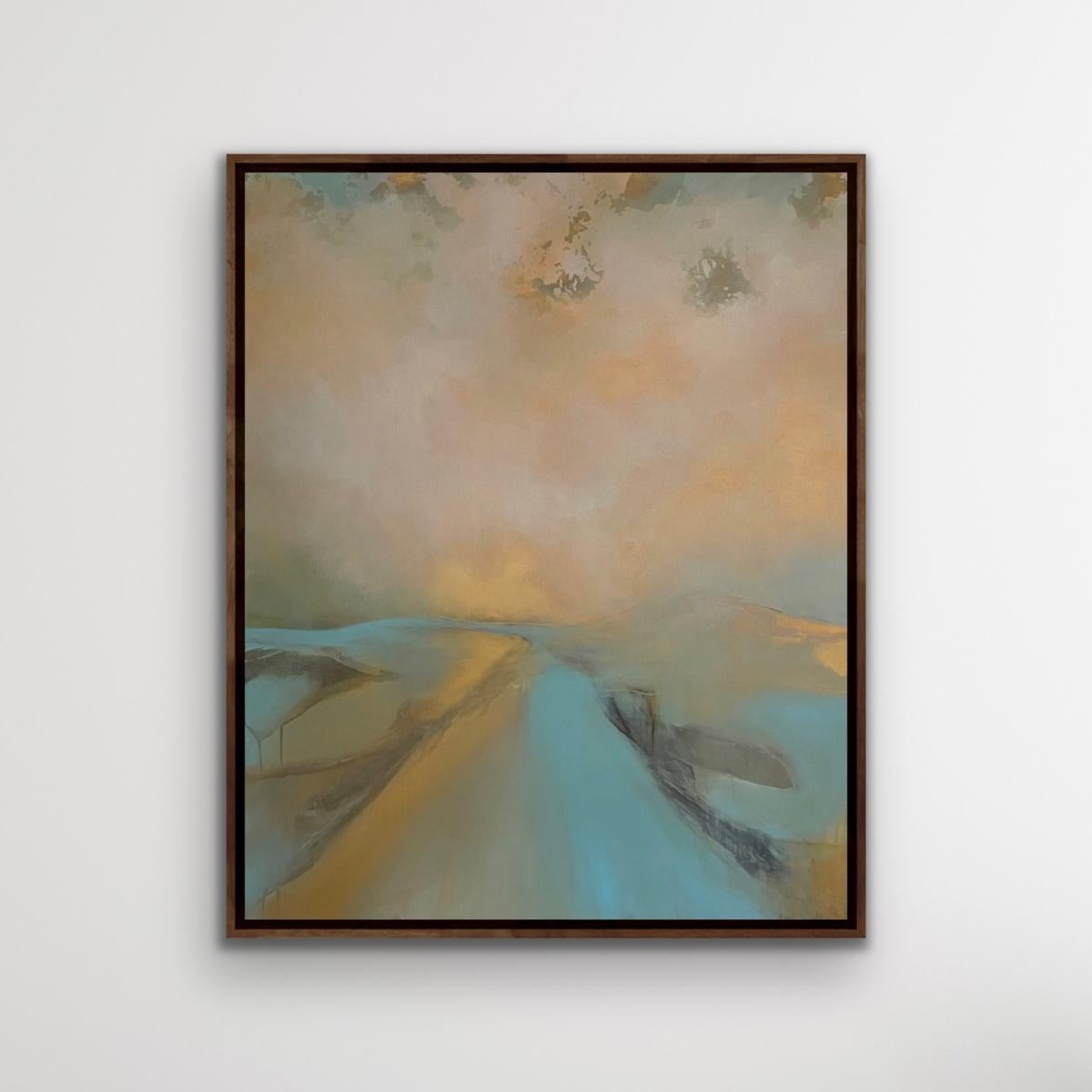 InnSaei III, Arte del paesaggio etereo originale, Arte del paesaggio astratto in oro - Painting Contemporaneo di Lisa almond 