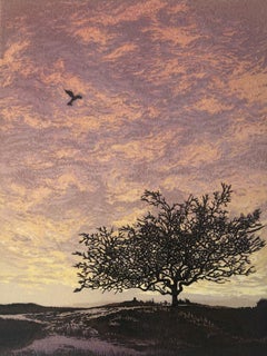 Après la pluie, Lisa Benson, estampe en édition limitée, œuvre d'art silhouette, coucher de soleil