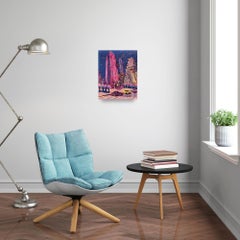 Apple Store -original modern New York cityscape oil painting- contemporary art