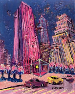 Apple Store -original modern New York cityscape oil painting- contemporary art