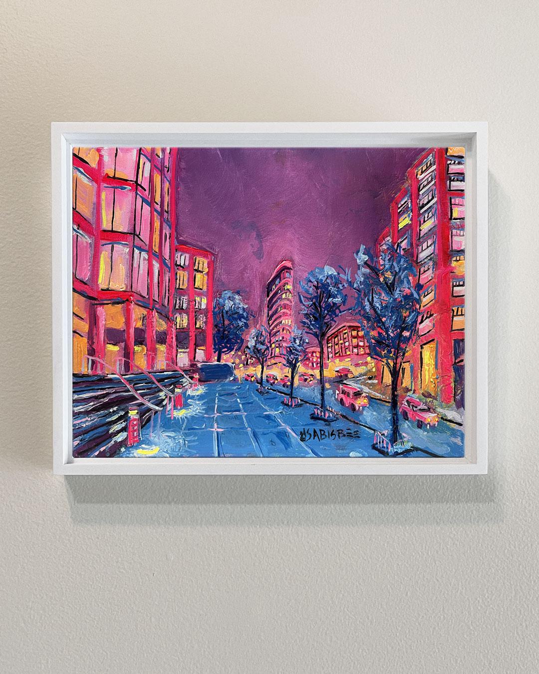 Avenue of the Americas - paesaggio urbano di New York originale dipinto a olio arte contemporanea - Painting di Lisa Bisbee