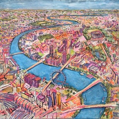 Birds-eye-view of  Big Ben- original modern cityscape oil painting- art