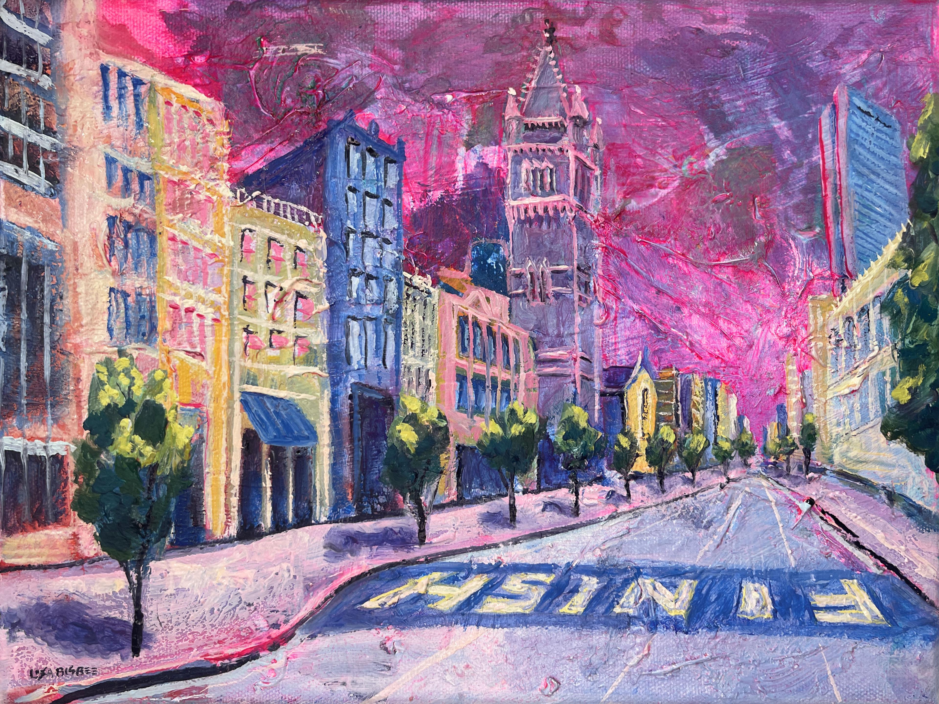 Boston Marathon Finish Line - original Stadtbild - zeitgenössische Kunstwerke