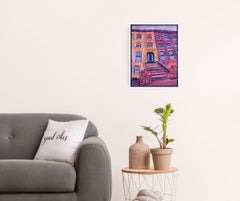 Brownstone Willoughby Avenue -  NY cityscape oil painting - contemporary art