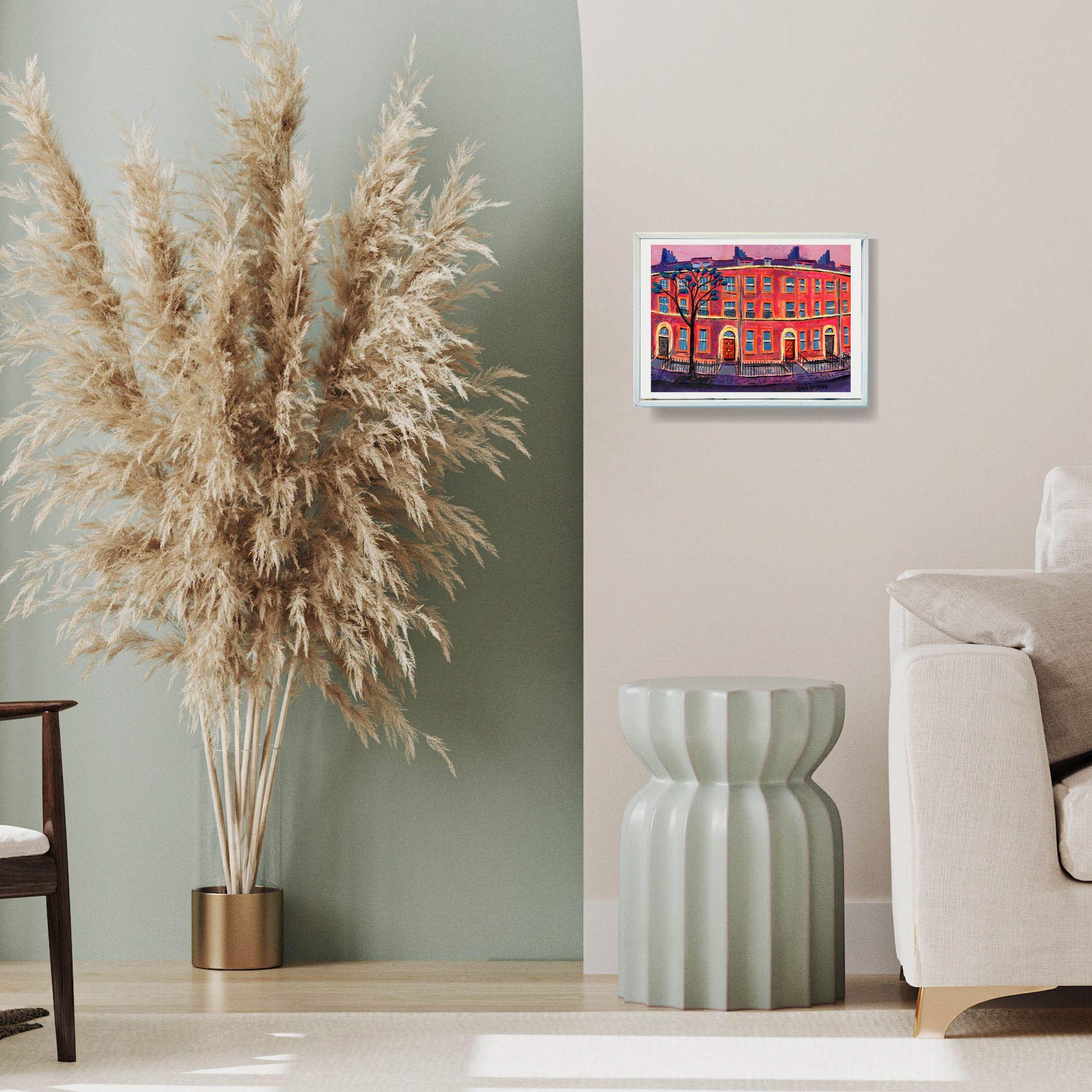 Charles Dickens-original modern London cityscape oil painting-contemporary art - Painting by Lisa Bisbee