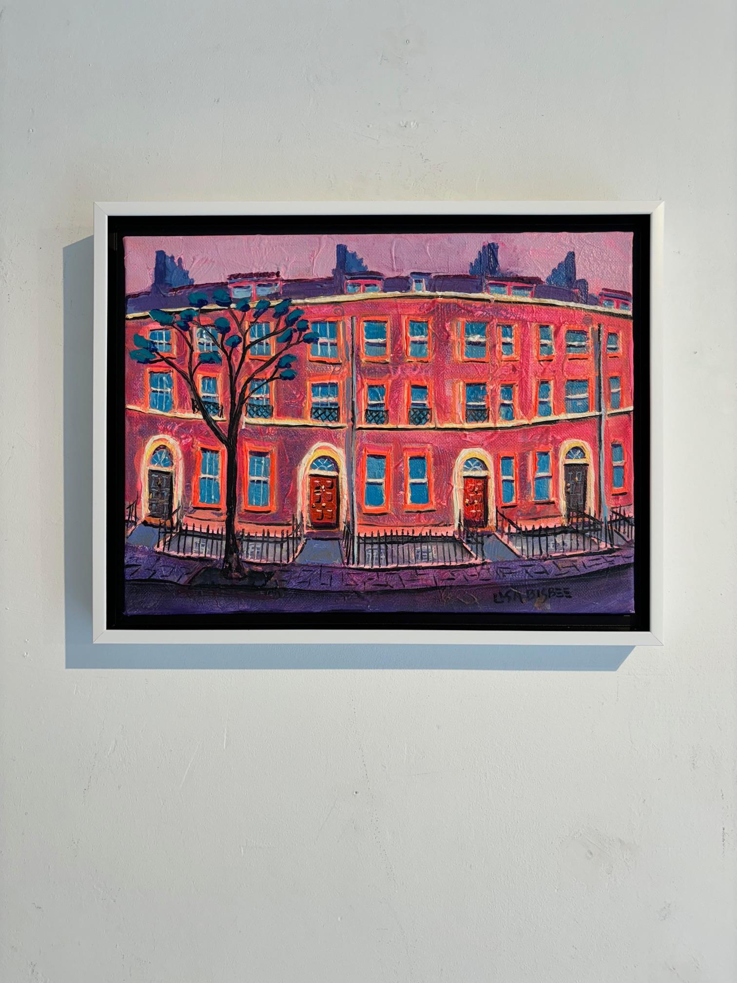Charles Dickens-original modern London cityscape oil painting-contemporary art - Abstract Painting by Lisa Bisbee