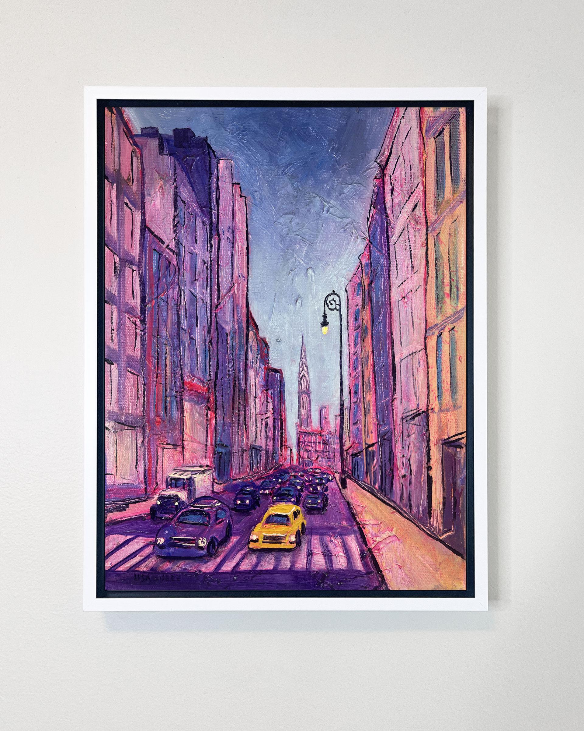 Chrysler Building Spring Street- pintura moderna paisaje urbano NY - arte contemporáneo - Painting Abstracto de Lisa Bisbee